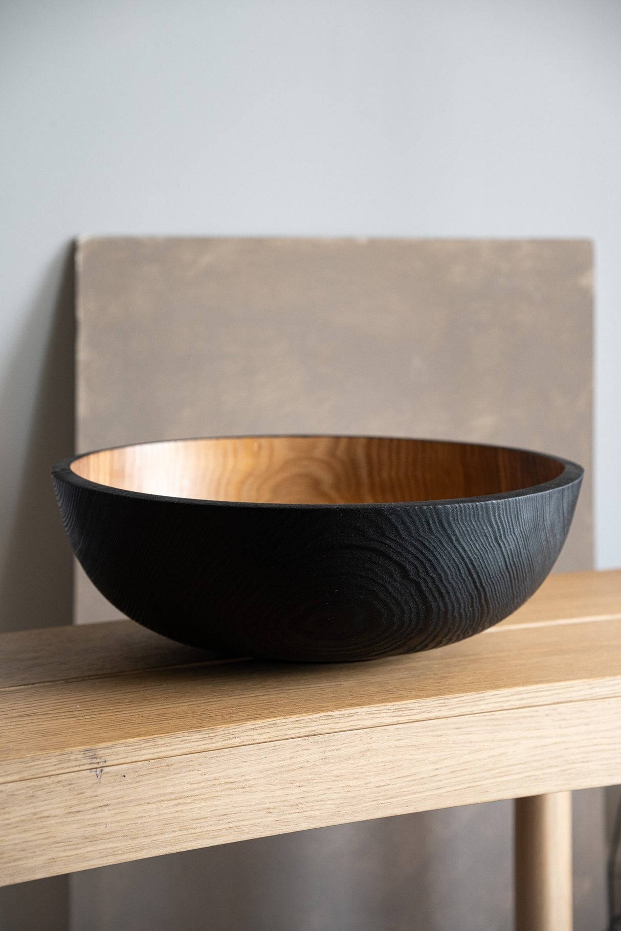 Hand Carved Extra Large Half Charred Wooden Bowl-Parc Decor