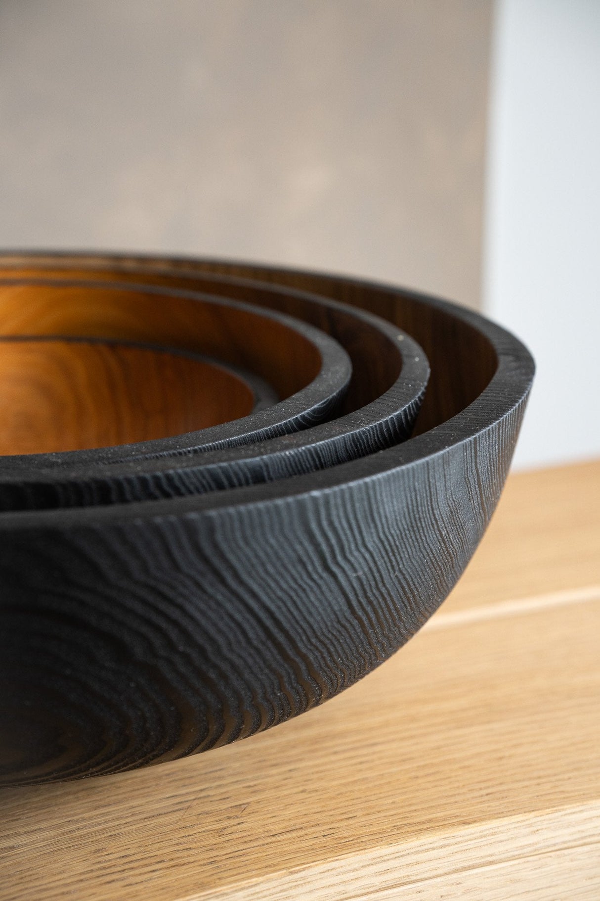 Hand Carved Extra Large Half Charred Wooden Bowl-Parc Decor