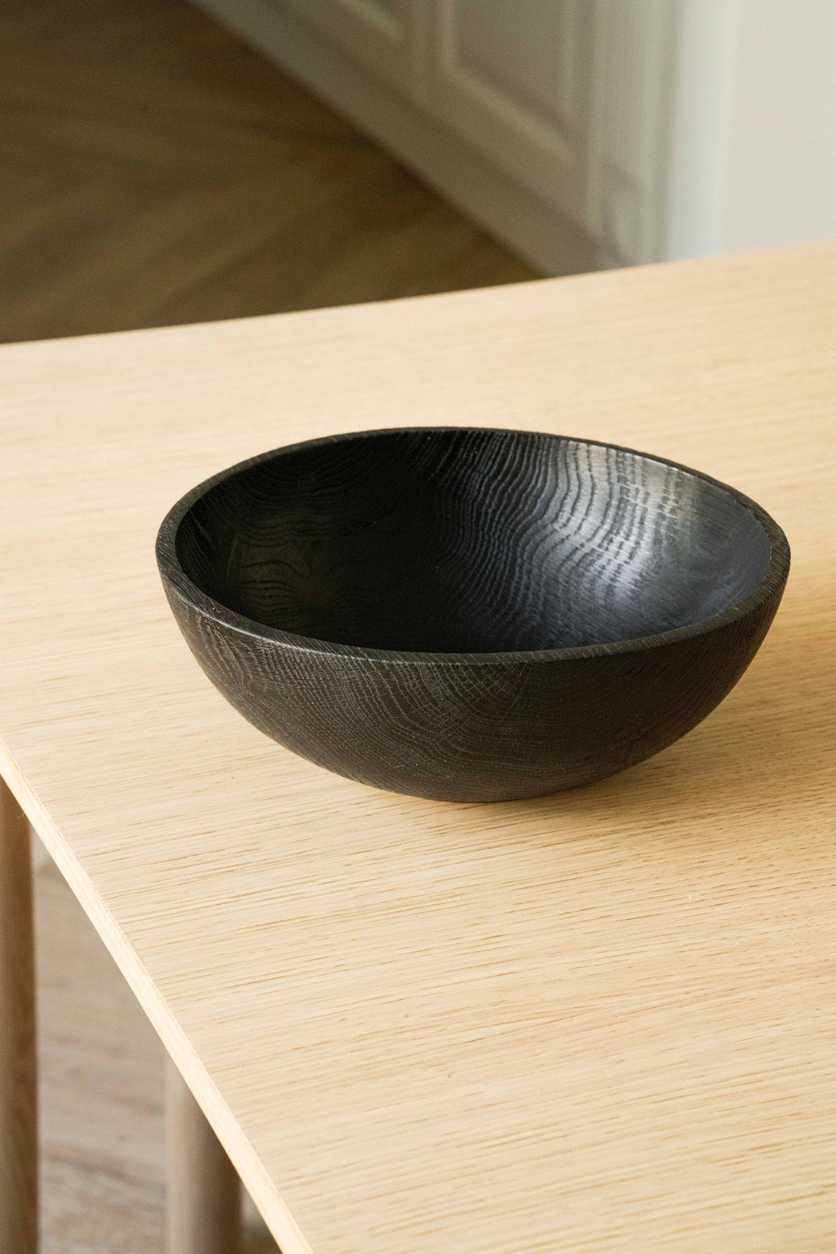 Hand-Carved Large Charred Wood Bowl-Parc Decor