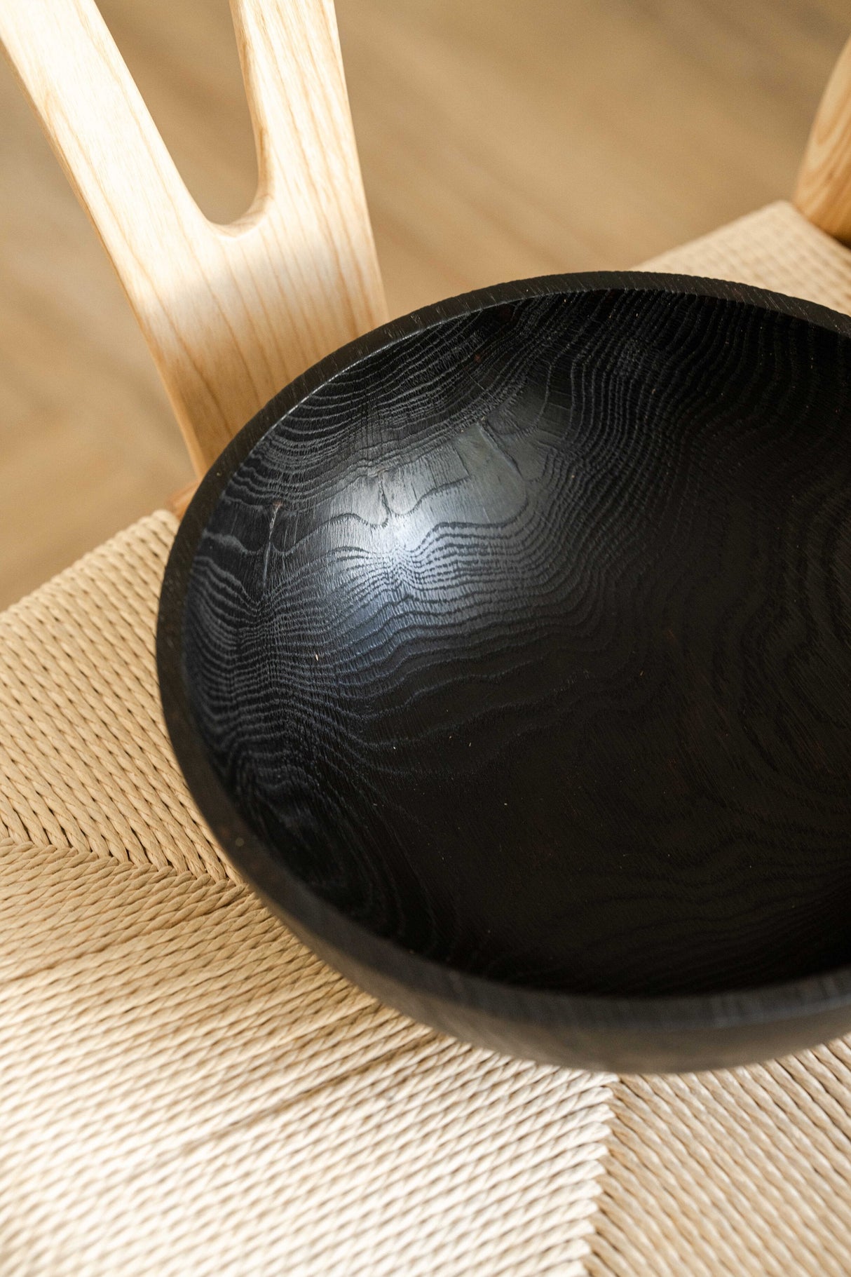 Hand-Carved Large Charred Wood Bowl-Parc Decor