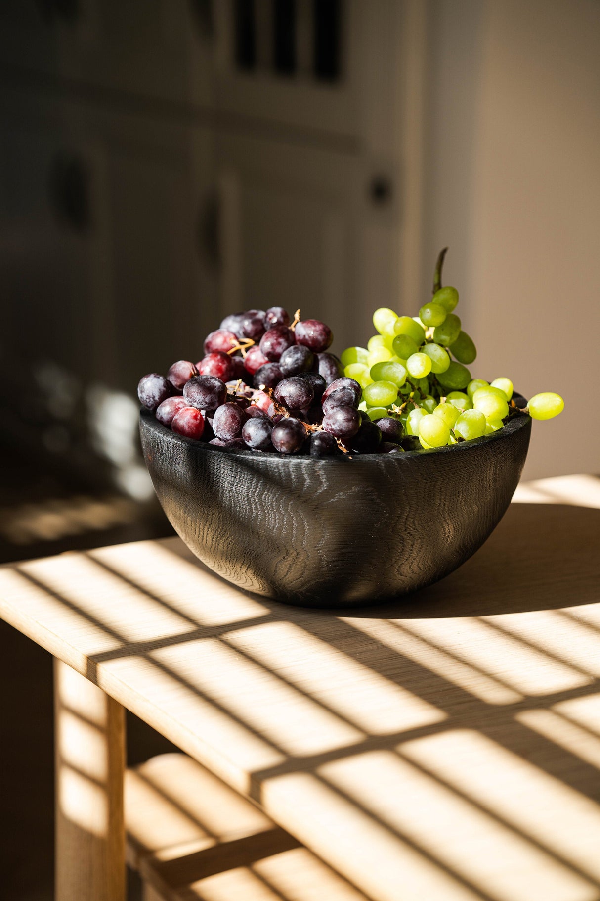 Hand Carved Large Half Charred Wooden Bowl-Parc Decor