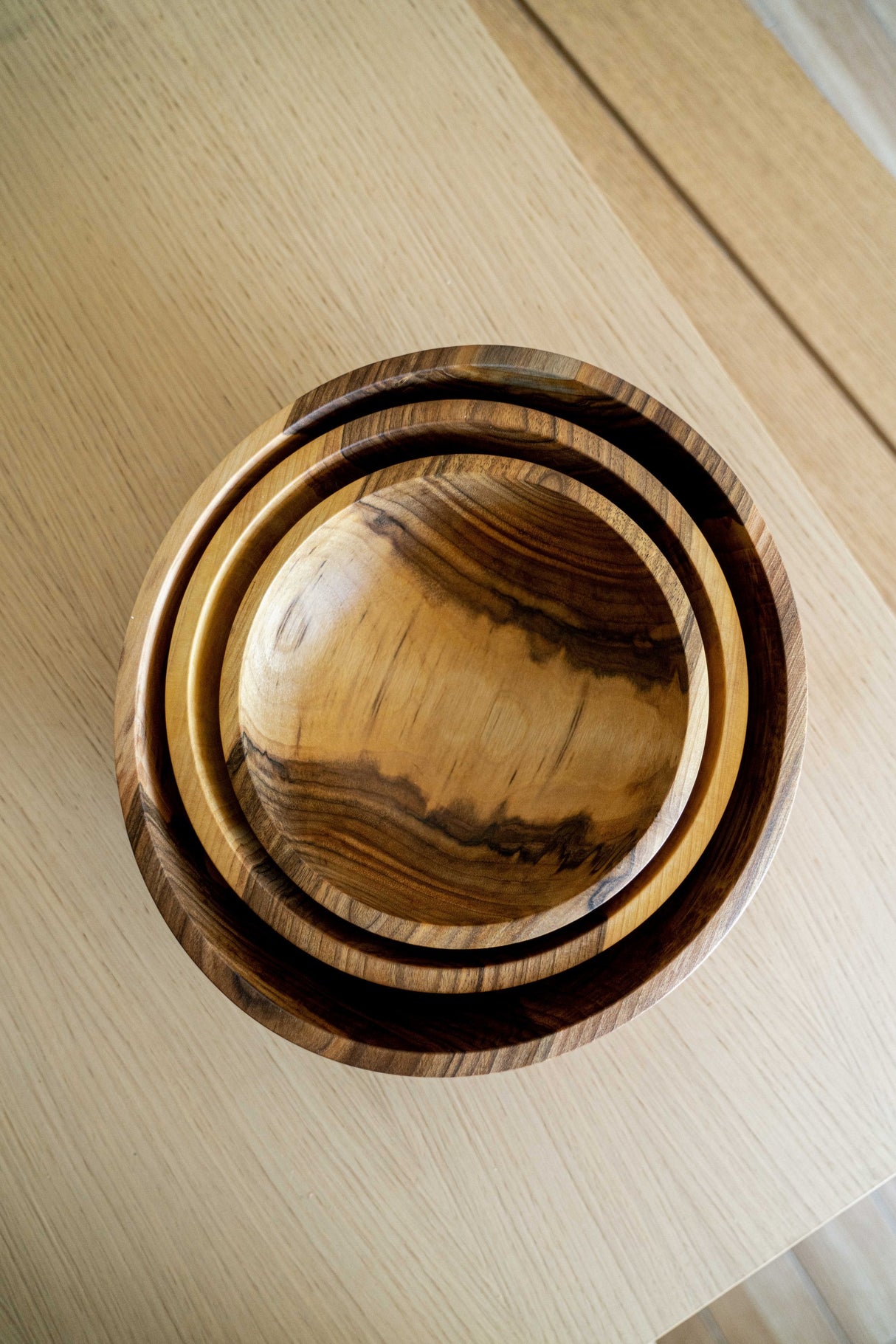 Hand Carved Walnut Wood Nesting Bowl Set-Parc Decor
