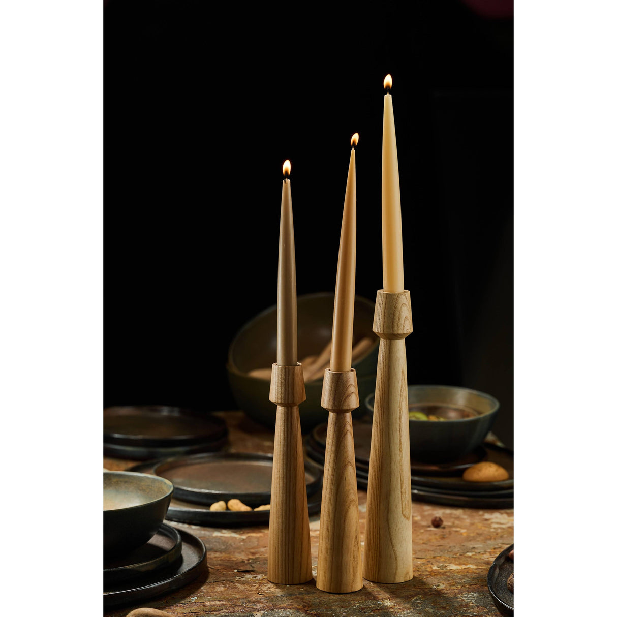 Hand-Carved Wooden Candle Holder