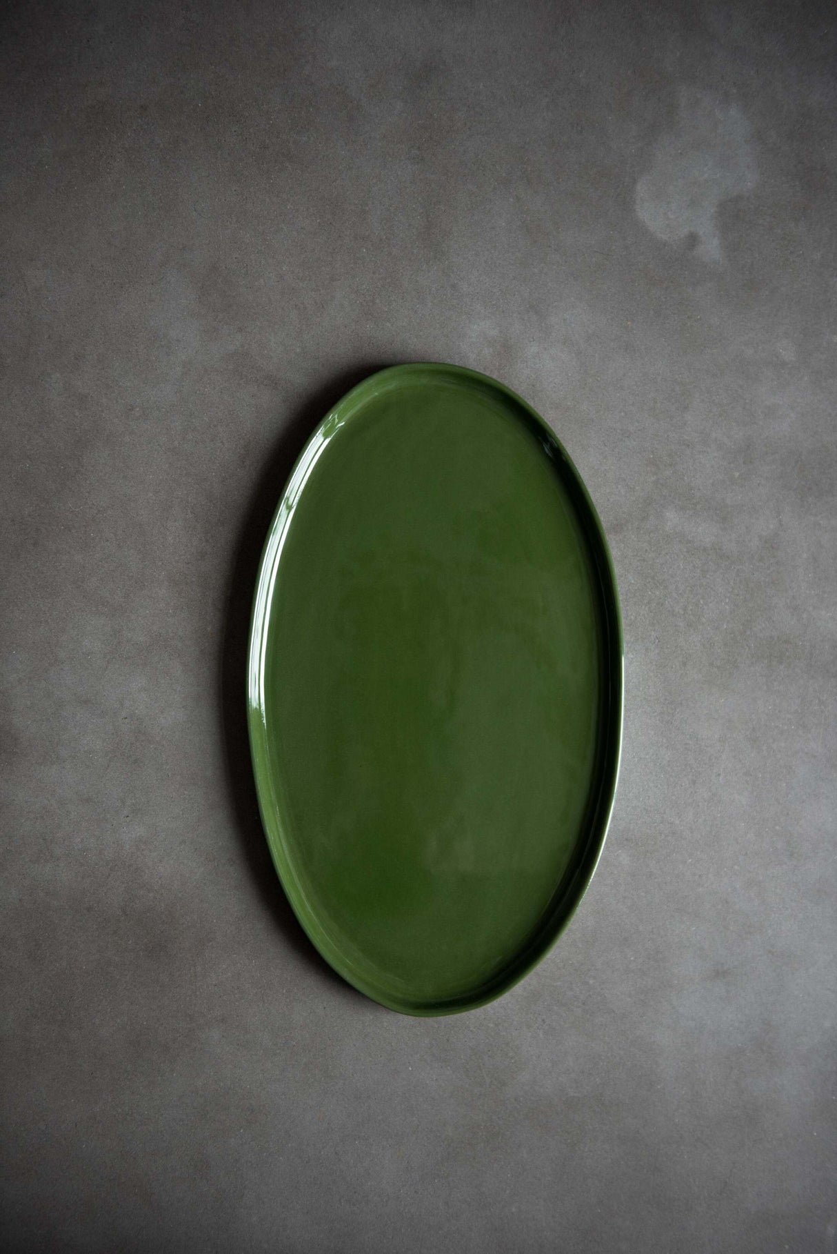 Handmade Oval Porcelain Serving Platter. Green-Parc Decor