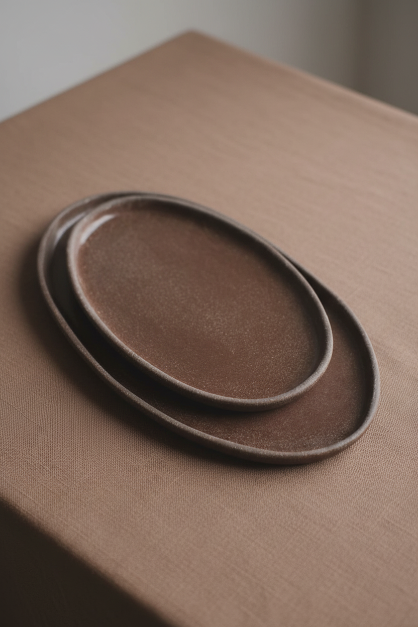 Handmade Oval Stoneware Serving Platter "Pumpernikel"-Parc Decor