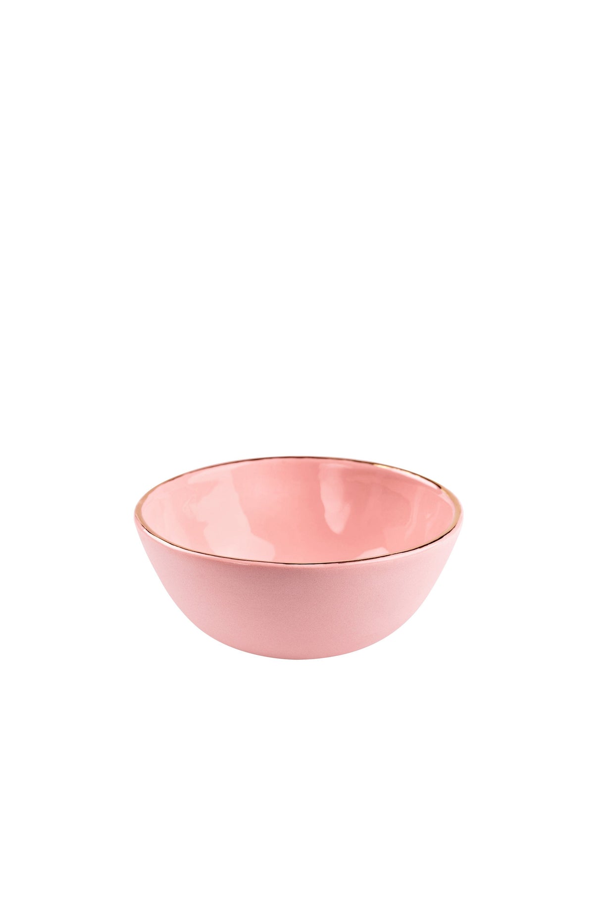 Handmade Porcelain Bowl with Gold Rim. Powder Pink-Parc Decor