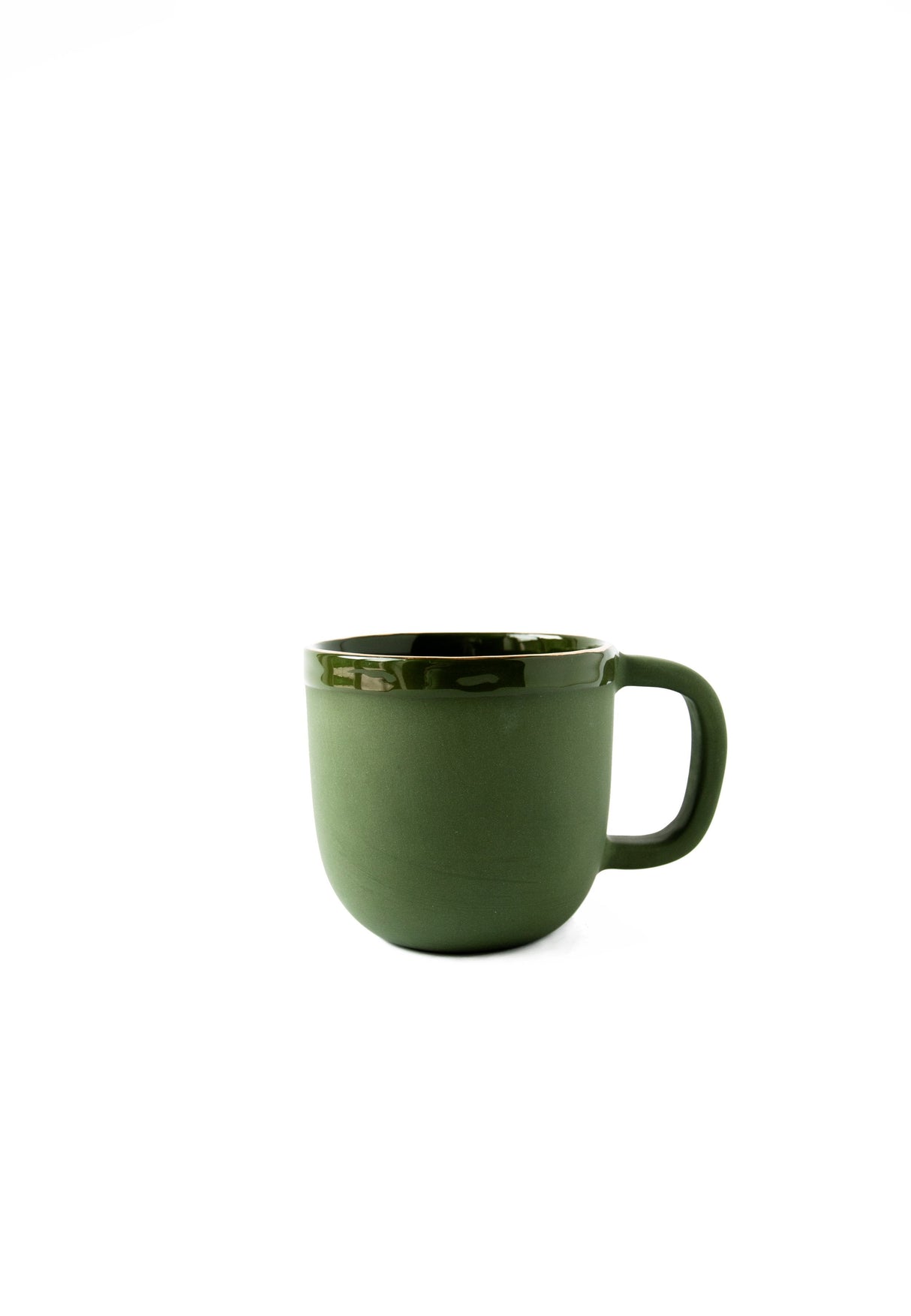 Handmade Porcelain Coffee Mug with Gold Rim. Green-Parc Decor
