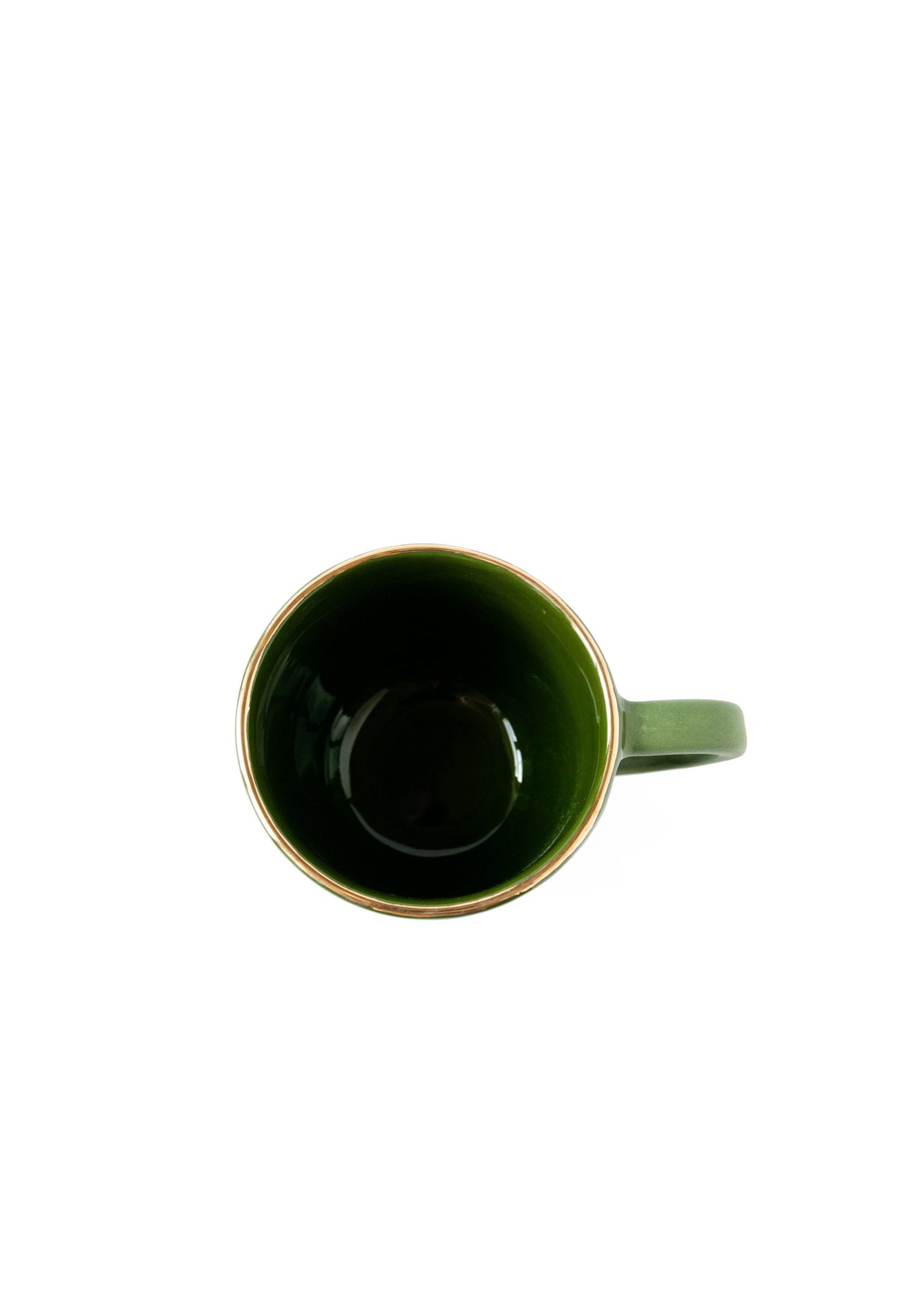 Handmade Porcelain Coffee Mug with Gold Rim. Green-Parc Decor