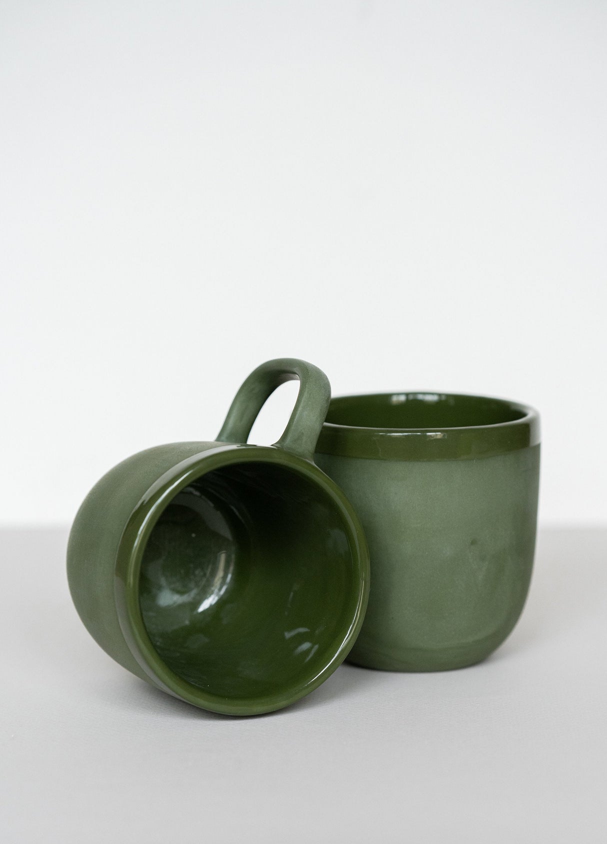 Handmade Porcelain Coffee Mug. Green-Parc Decor