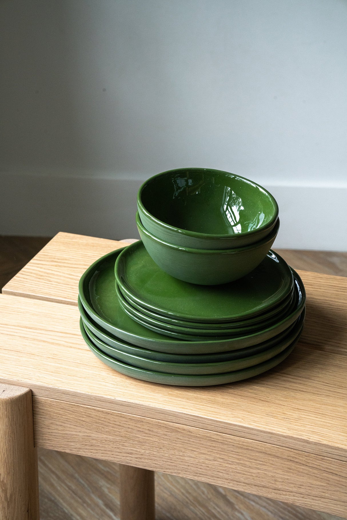 Handmade Porcelain Dinner Plates. Green-Parc Decor