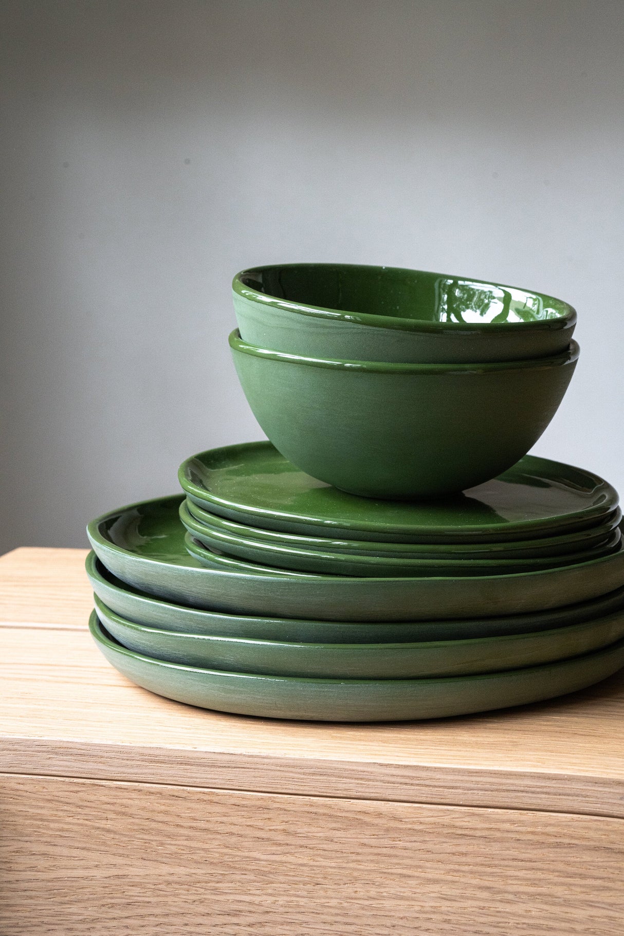 Handmade Porcelain Dinner Plates. Green-Parc Decor