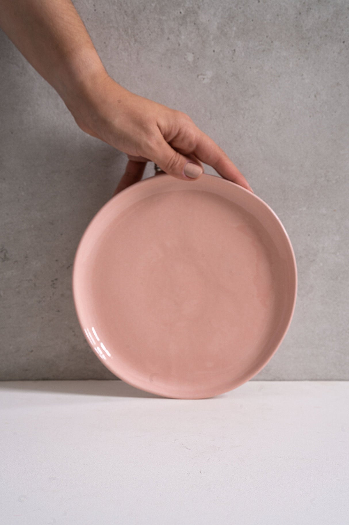 Handmade Porcelain Dinner Plates. Powder Pink-Parc Decor