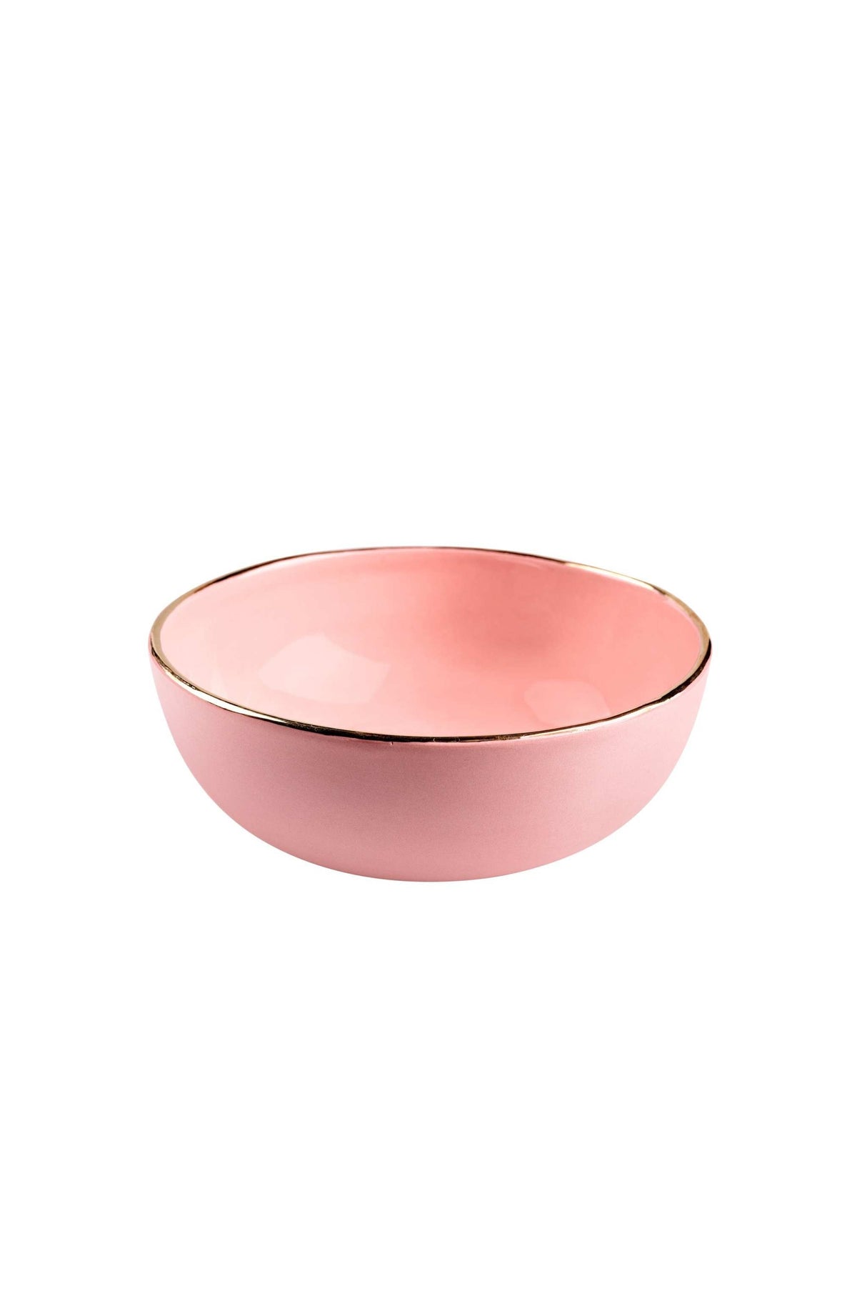 Handmade Porcelain Pink Salad Bowl with Gold Rim-Parc Decor