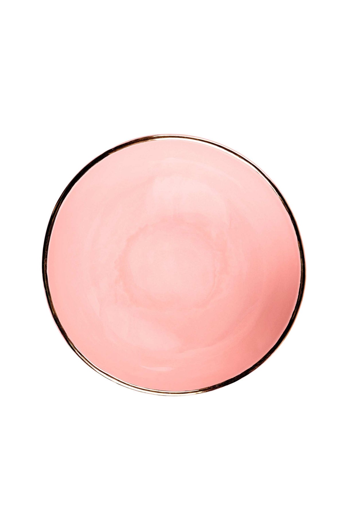 Handmade Porcelain Pink Salad Bowl with Gold Rim-Parc Decor