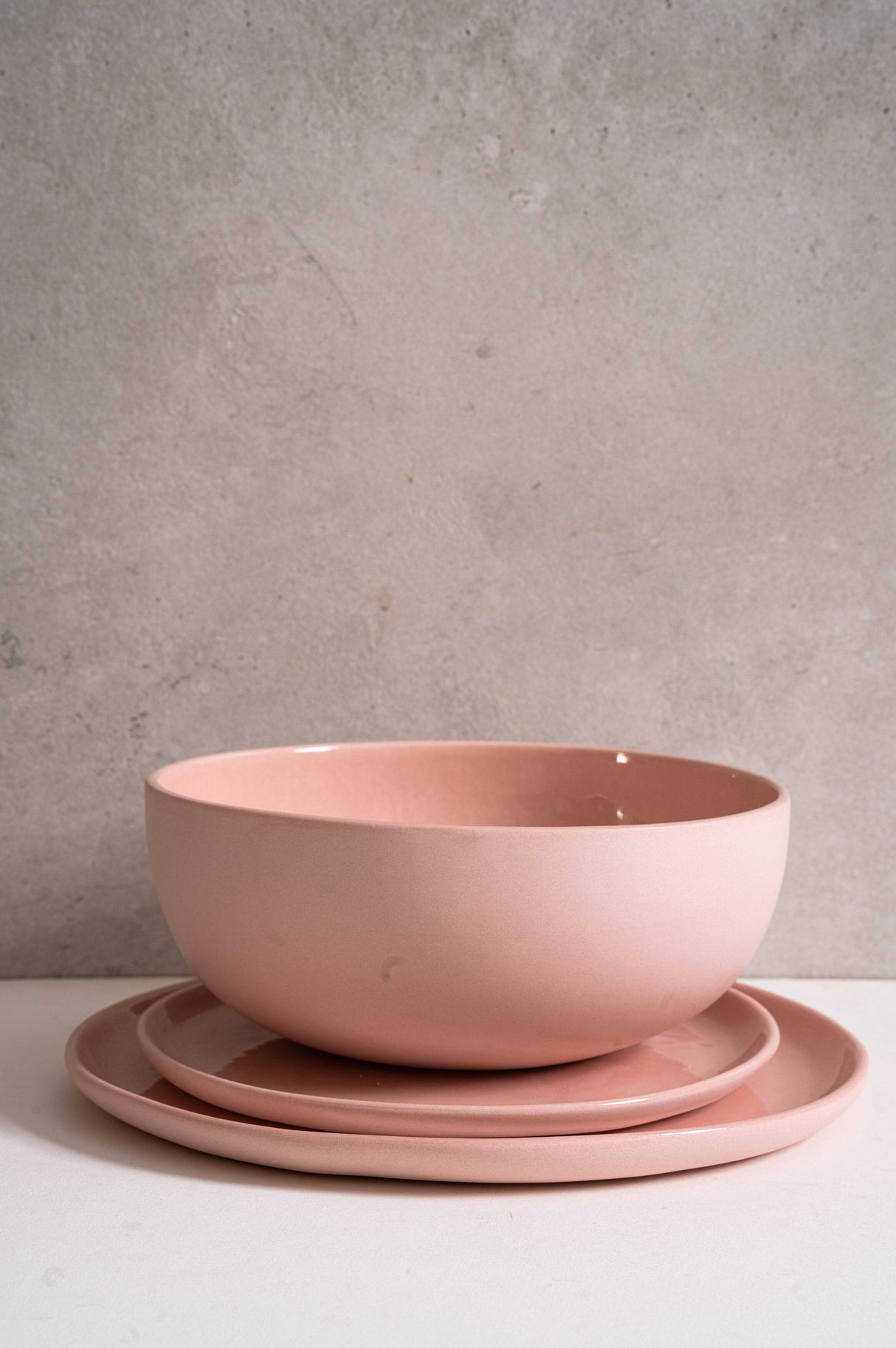 Handmade Porcelain Salad Serving Bowl. Powder Pink-Parc Decor