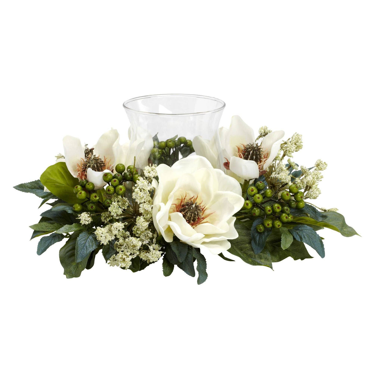 Magnolia Candelabrum Silk Flower Arrangement-Parc Decor
