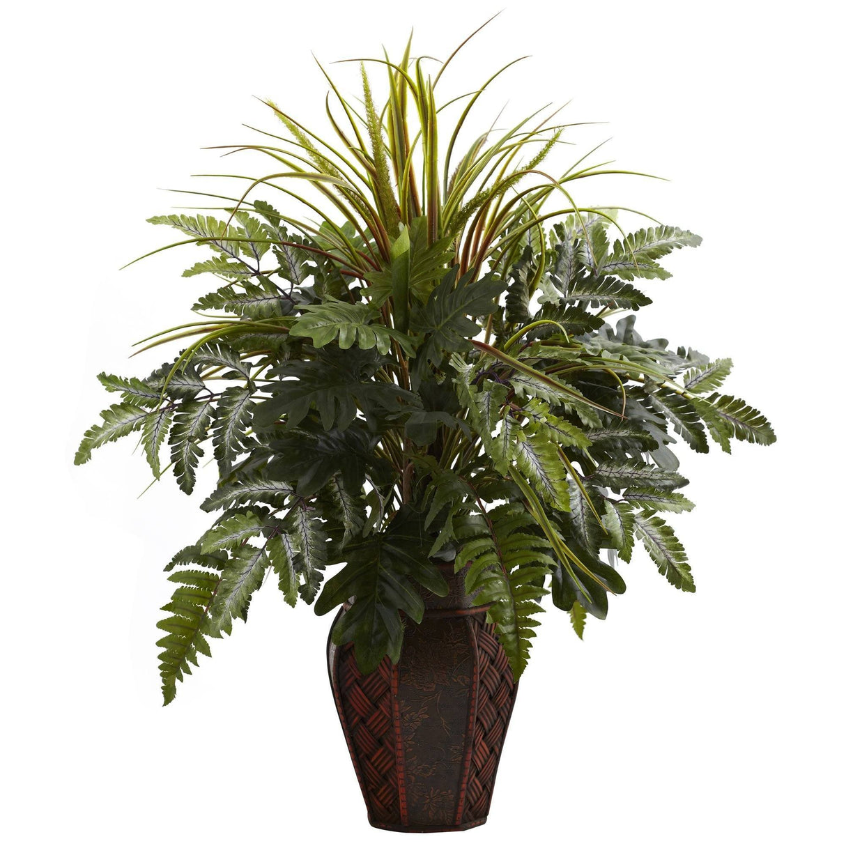 Mixed Grass & Fern w/Decorative Planter-Parc Decor