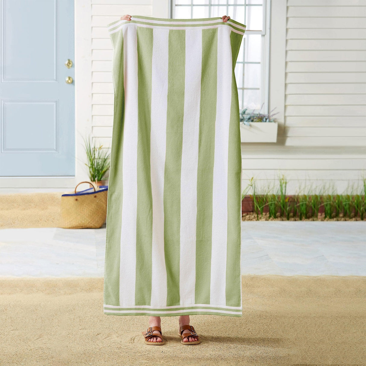 Oversized Striped Cabana Beach Towel - Edgartown Collection-Parc Decor