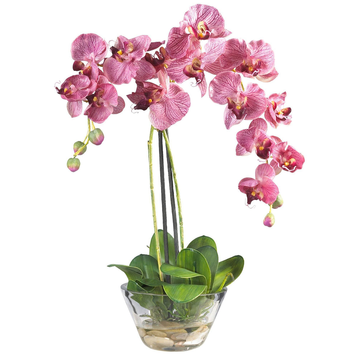 Phalaenopsis w/Glass Vase Silk Flower Arrangement-Parc Decor