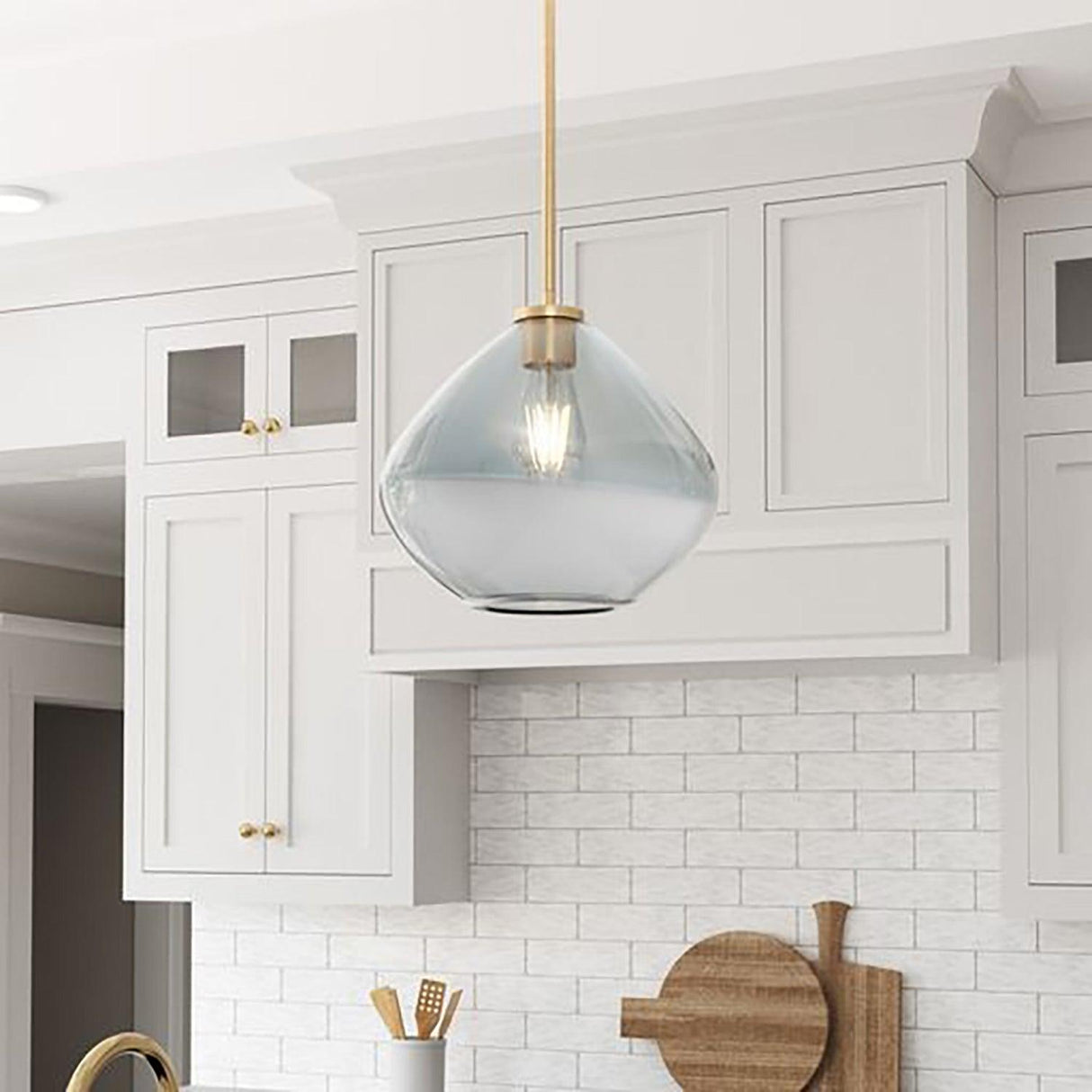 Pheobe 1-light Modern Handblown Glass Island Pendant Light-Parc Decor