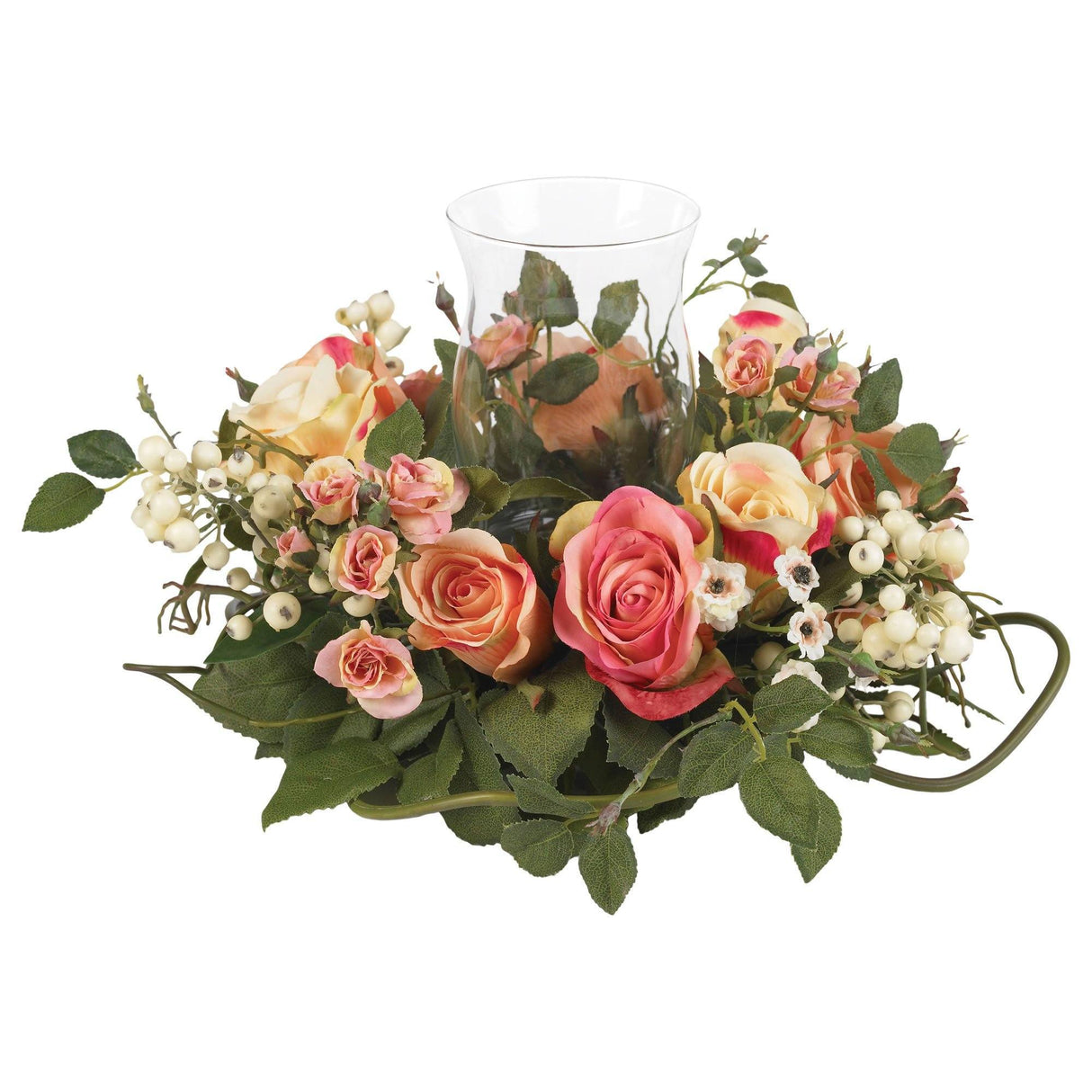 Rose Candelabrum Silk Flower Arrangement-Parc Decor