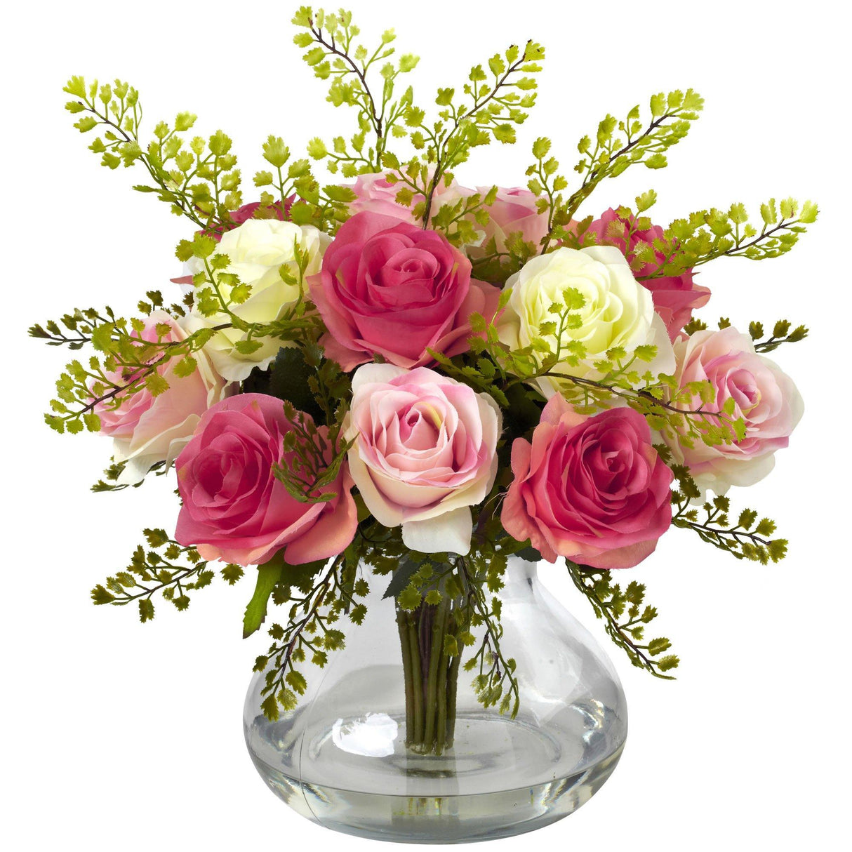Rose & Maiden Hair Arrangement w/Vase-Parc Decor