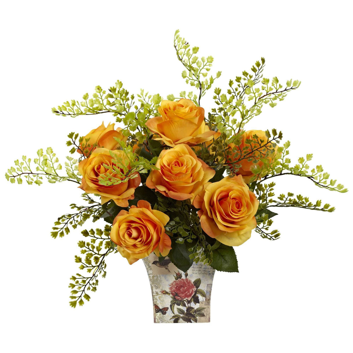 Rose & Maiden Hair w/Floral Planter-Parc Decor