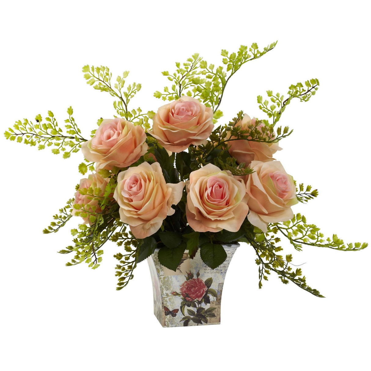 Rose & Maiden Hair w/Floral Planter-Parc Decor