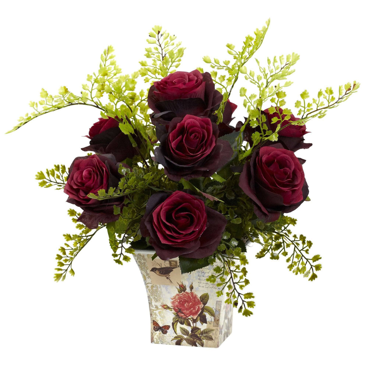 Rose & Maiden Hair w/Floral Planter-Parc Decor