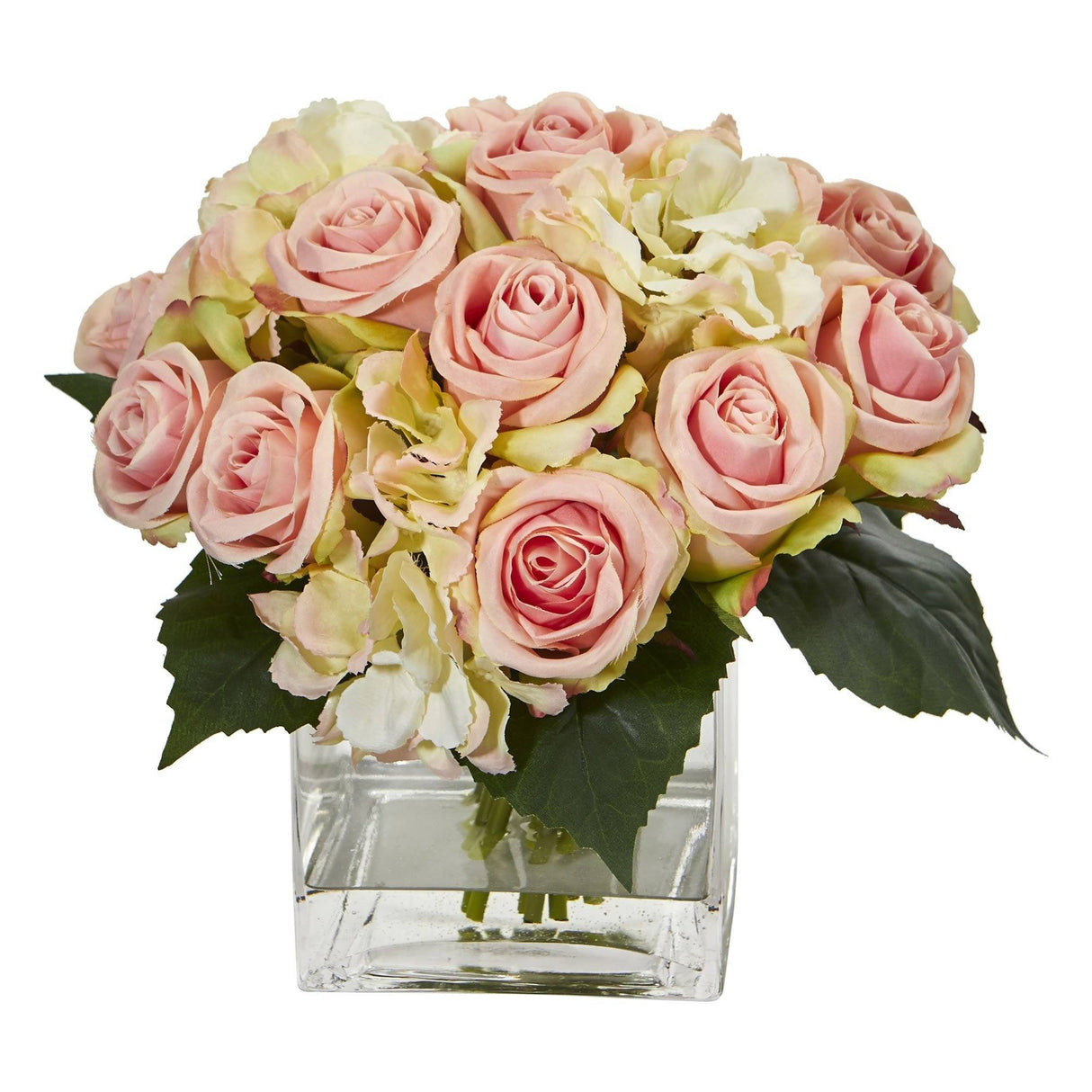 Rose and Hydrangea Bouquet Artificial Arrangement in Vase-Parc Decor