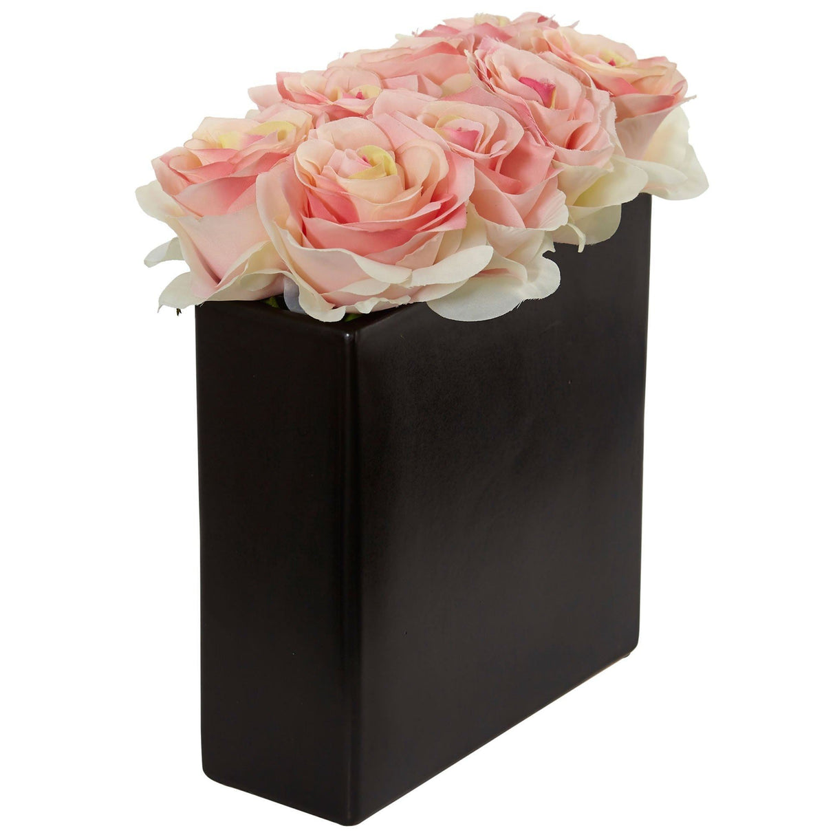Roses Arrangement in Black Vase-Parc Decor