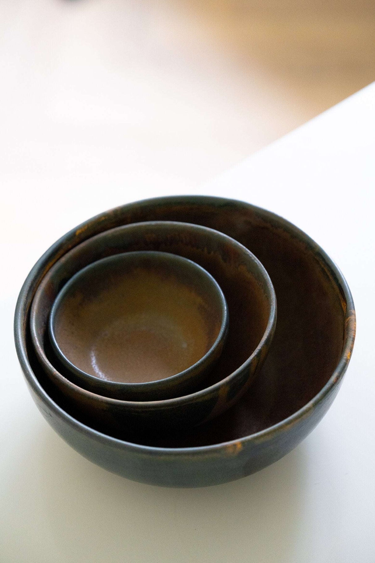 Rust Stoneware Nesting Bowl Set-Parc Decor
