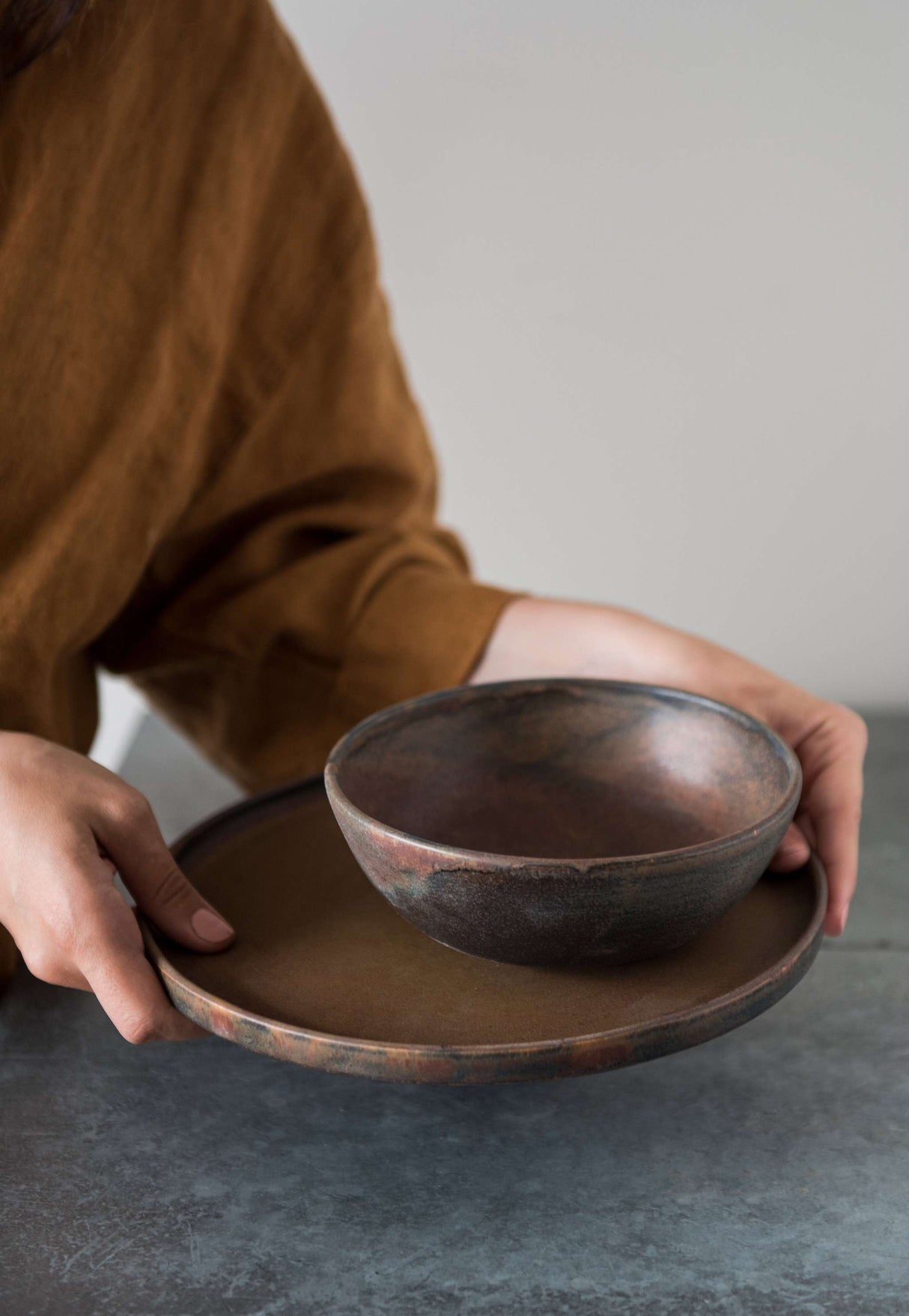 Rust Stoneware Soup Bowl-Parc Decor
