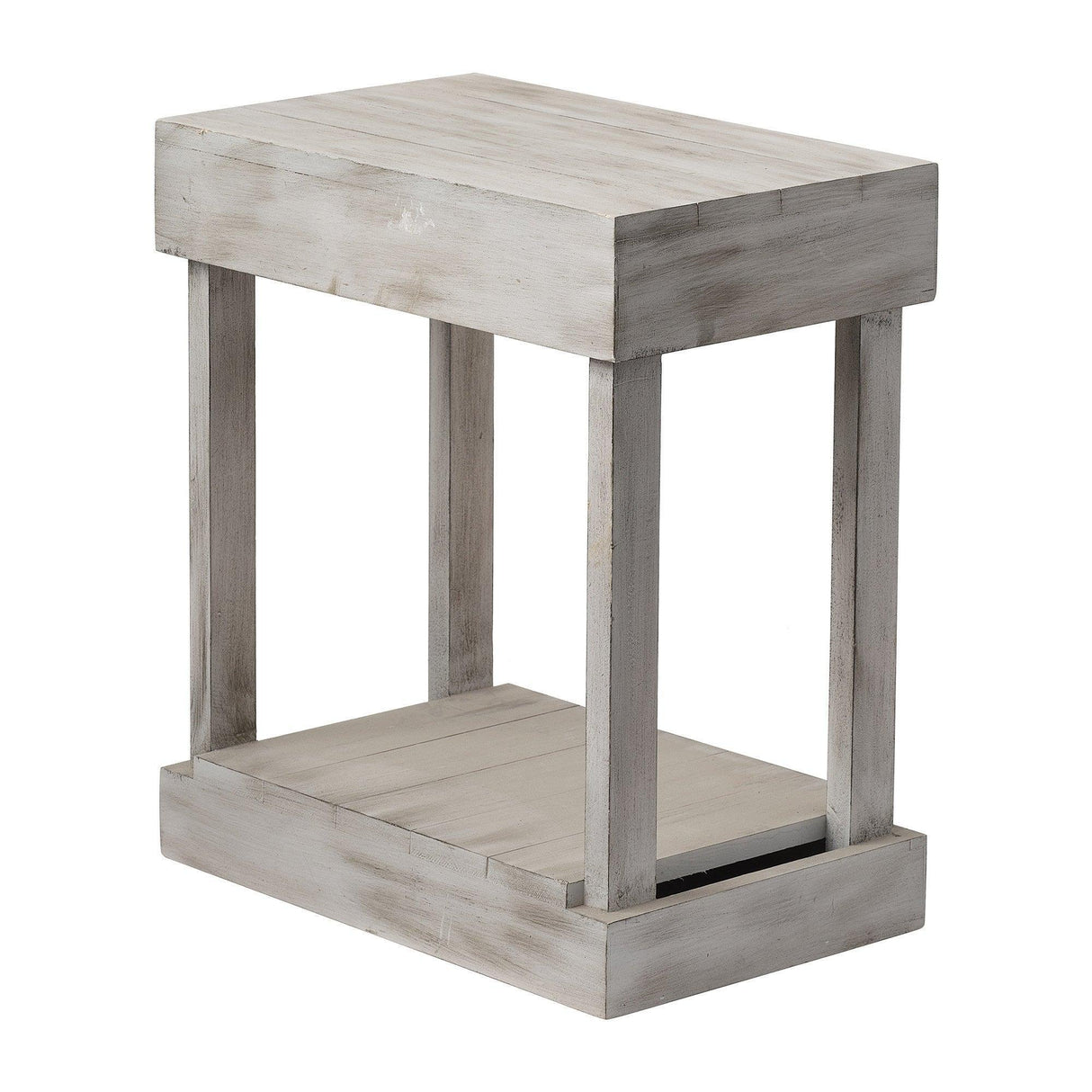 Rustic Wood Square Side Table with Shelf-Parc Decor