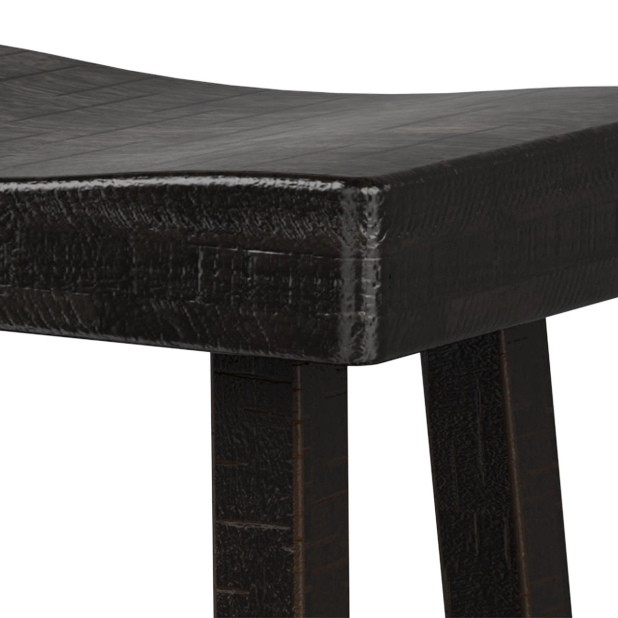 Set of 2 Farmhouse Solid Wood Bar Stools - Backless Saddle Seat Counter Height Chairs for Kitchen Island, Breakfast Nook & Home Office-Parc Decor