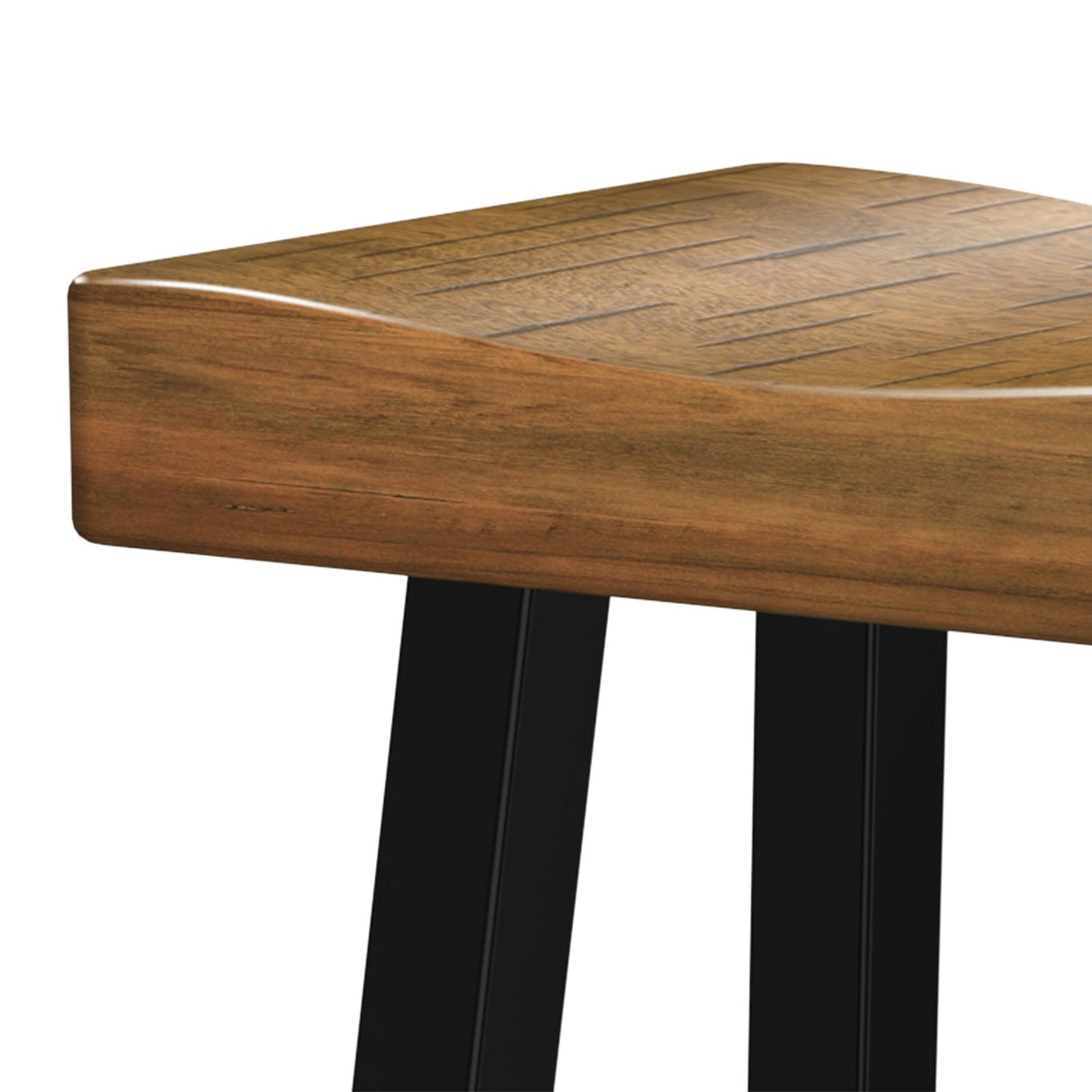 Set of 2 Farmhouse Solid Wood Bar Stools - Backless Saddle Seat Counter Height Chairs for Kitchen Island, Breakfast Nook & Home Office-Parc Decor