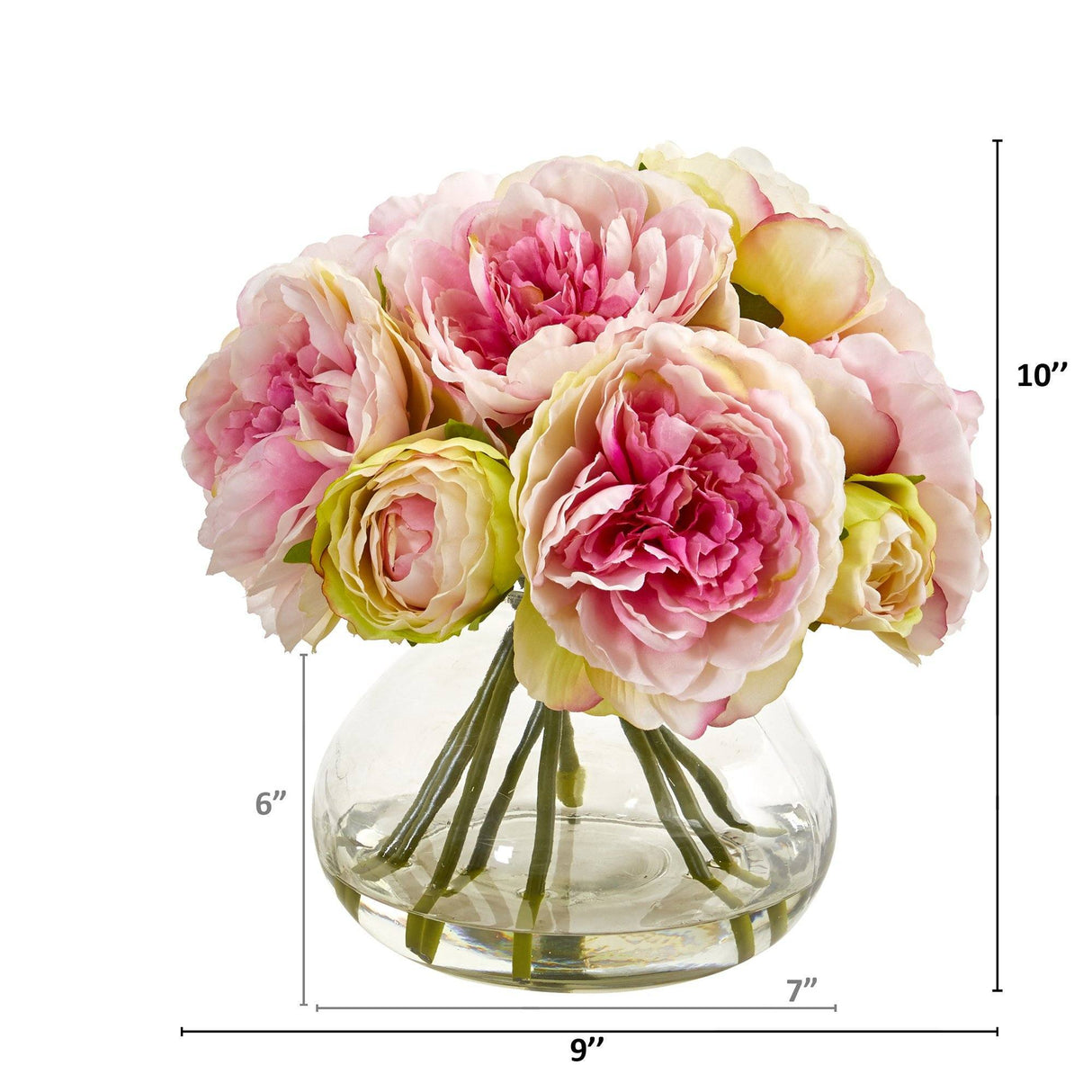 Silk Peony Artificial Arrangement in Vase-Parc Decor