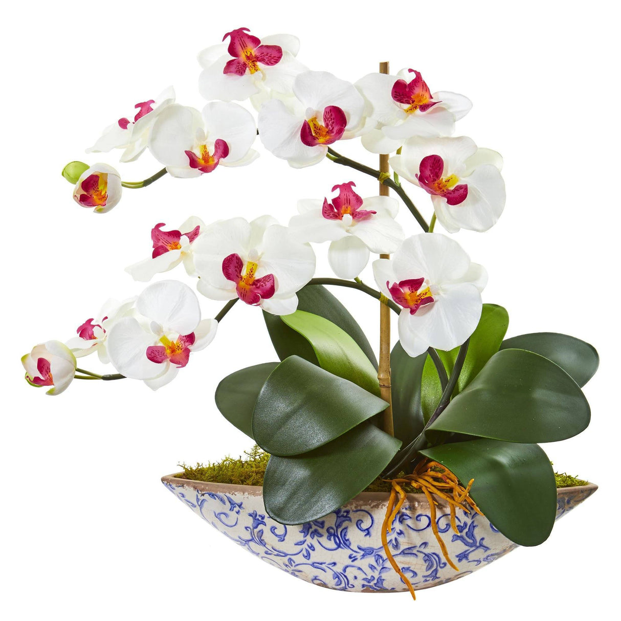Silk Phalaenopsis Orchid Artificial Arrangement in Vase-Parc Decor