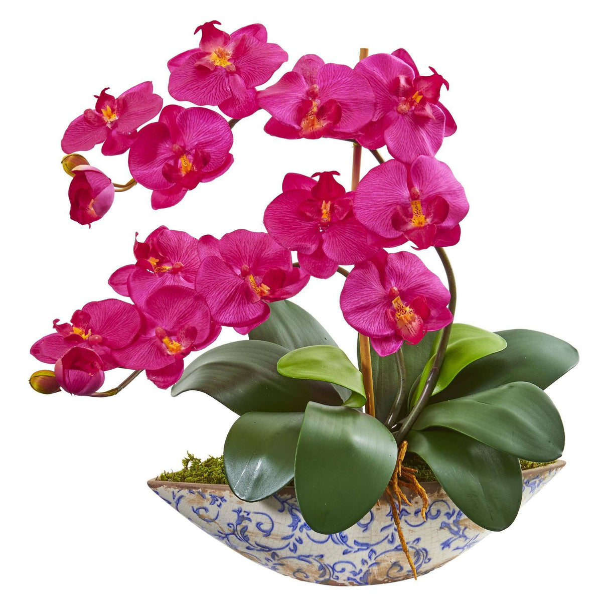 Silk Phalaenopsis Orchid Artificial Arrangement in Vase-Parc Decor