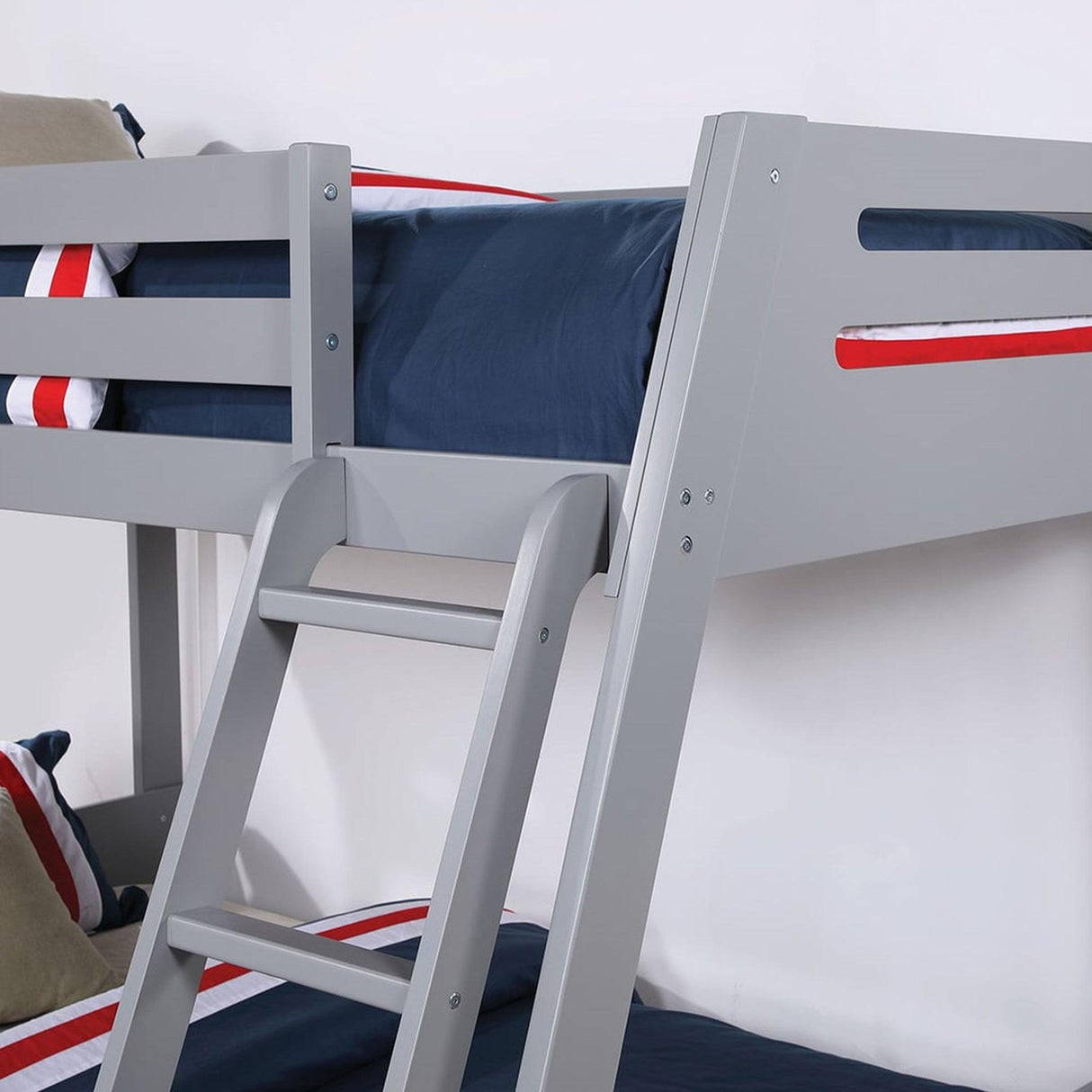 Solid Wood Twin / Full Bunk Bed with Reversible Angled Ladder and Underbed Drawers-Parc Decor