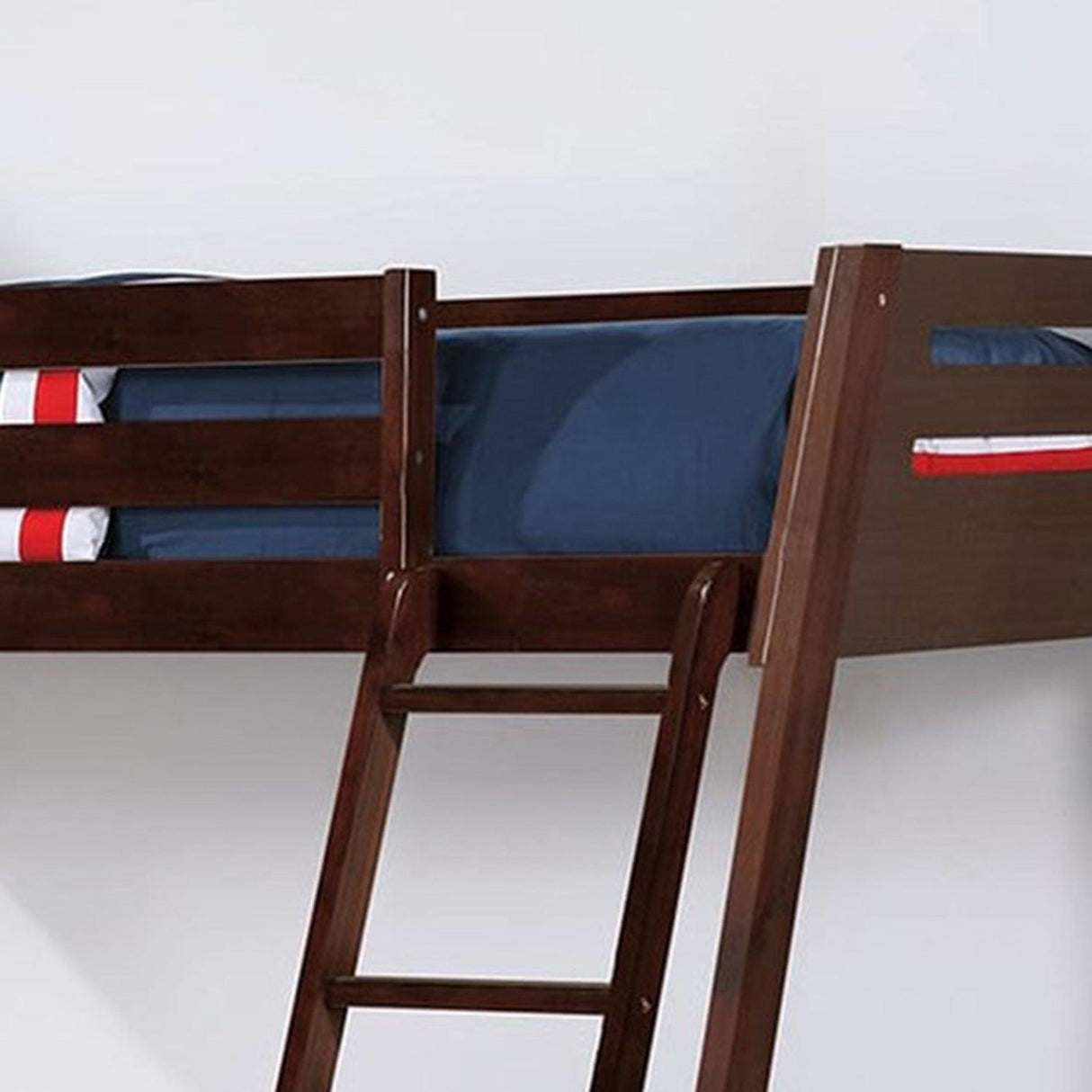 Solid Wood Twin / Full Bunk Bed with Reversible Angled Ladder and Underbed Drawers-Parc Decor