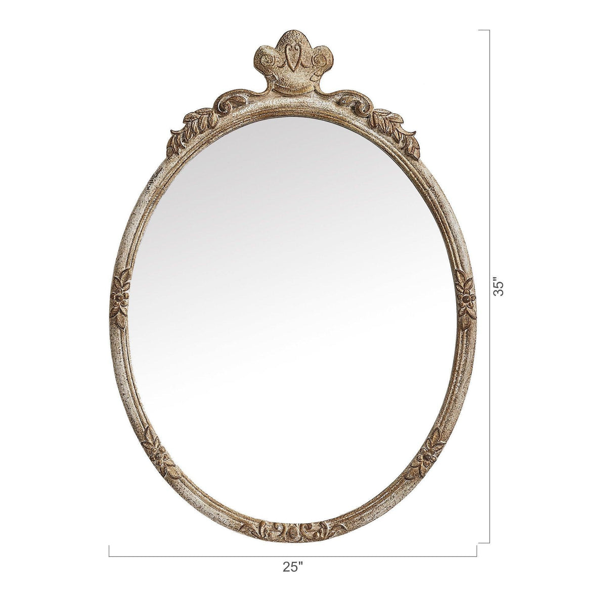Traditioanl Oval Mirror With Wood Frame Rustic Decor Wall Mirror-Parc Decor