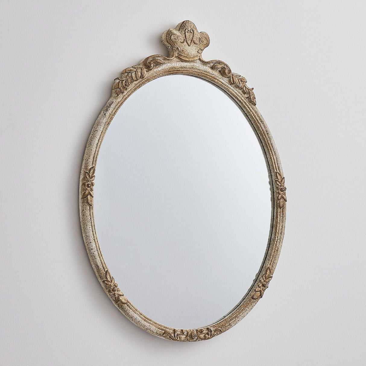 Traditioanl Oval Mirror With Wood Frame Rustic Decor Wall Mirror-Parc Decor