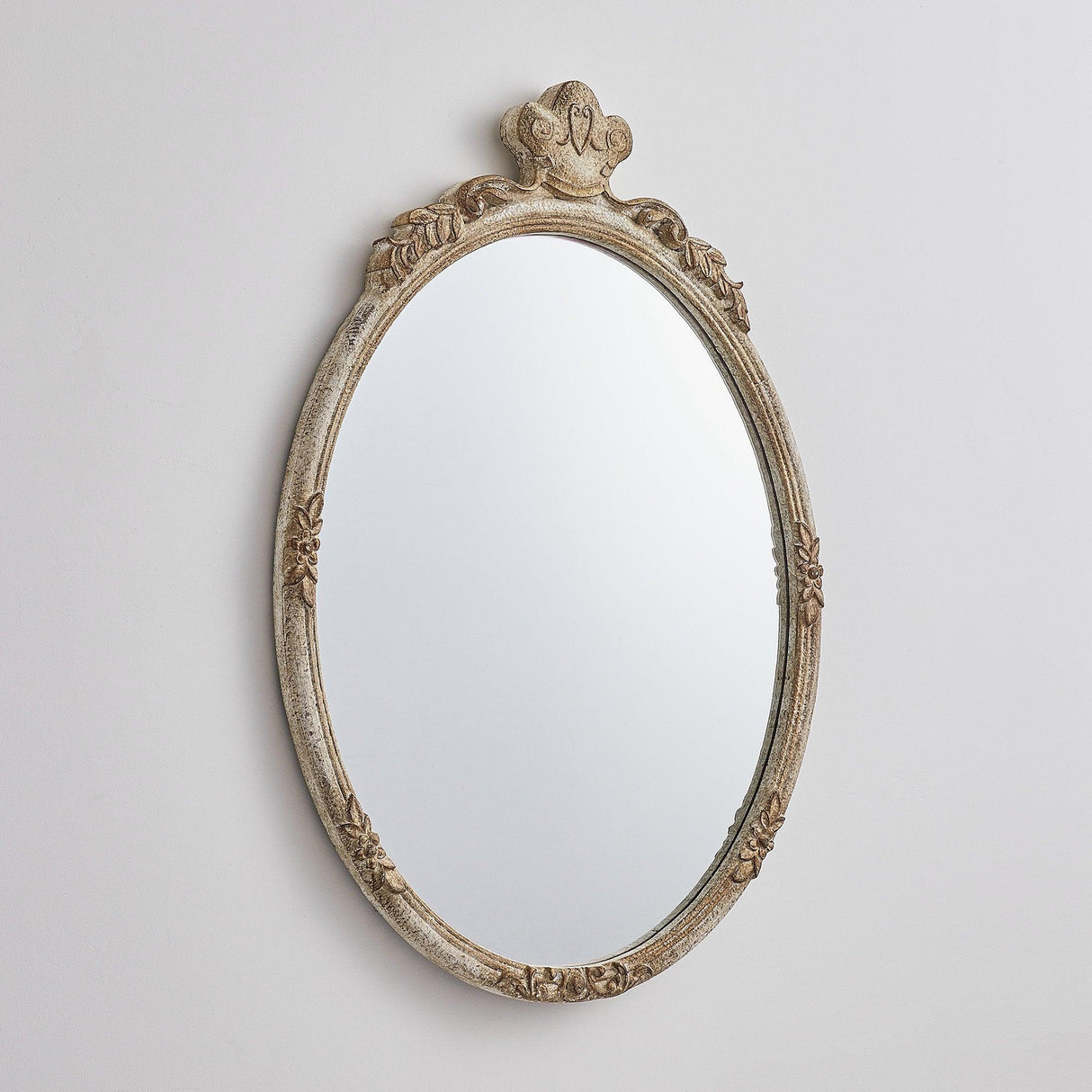 Traditioanl Oval Mirror With Wood Frame Rustic Decor Wall Mirror-Parc Decor