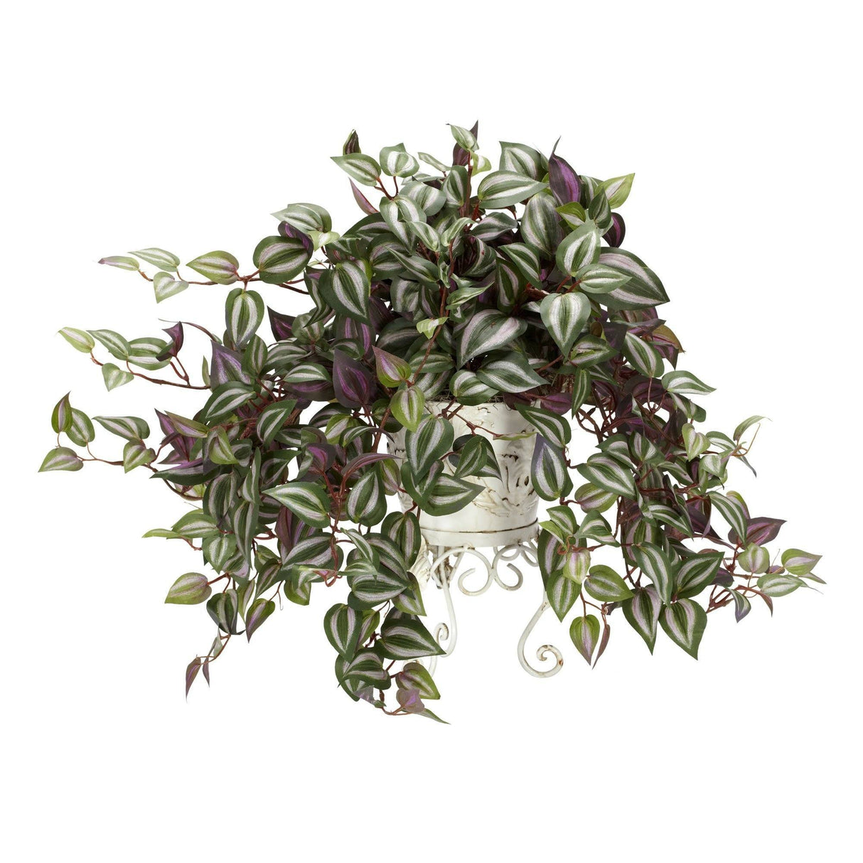 Wandering Jew w/Metal Planter Silk Plant-Parc Decor