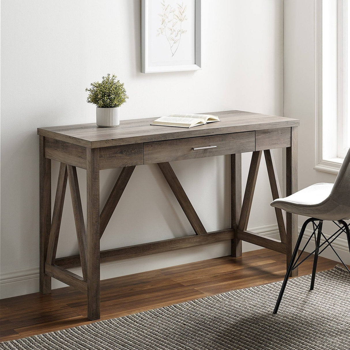 A-Frame Rustic Desk Console Table-Home Office-Parc Decor