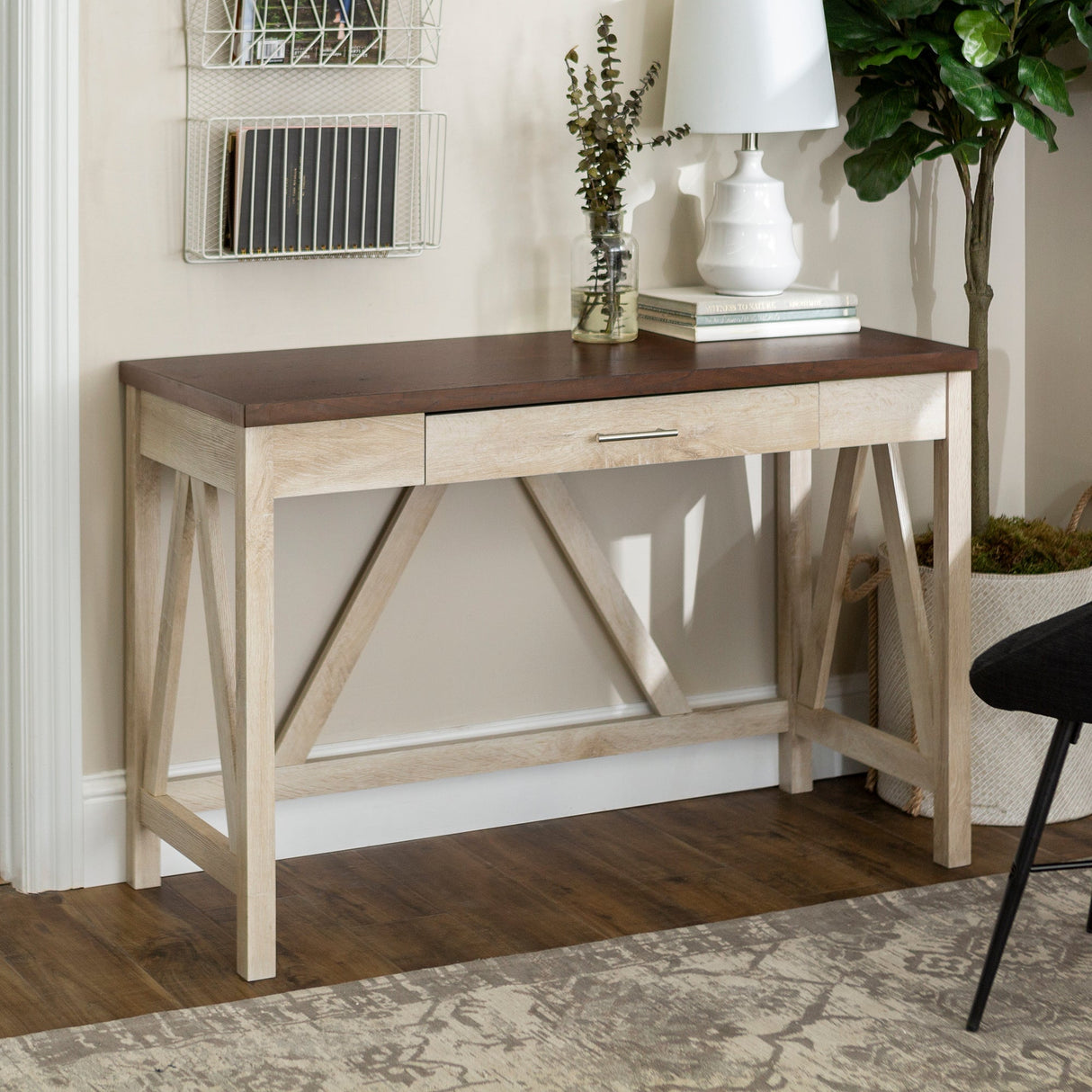 A-Frame Rustic Desk Console Table-Home Office-Parc Decor