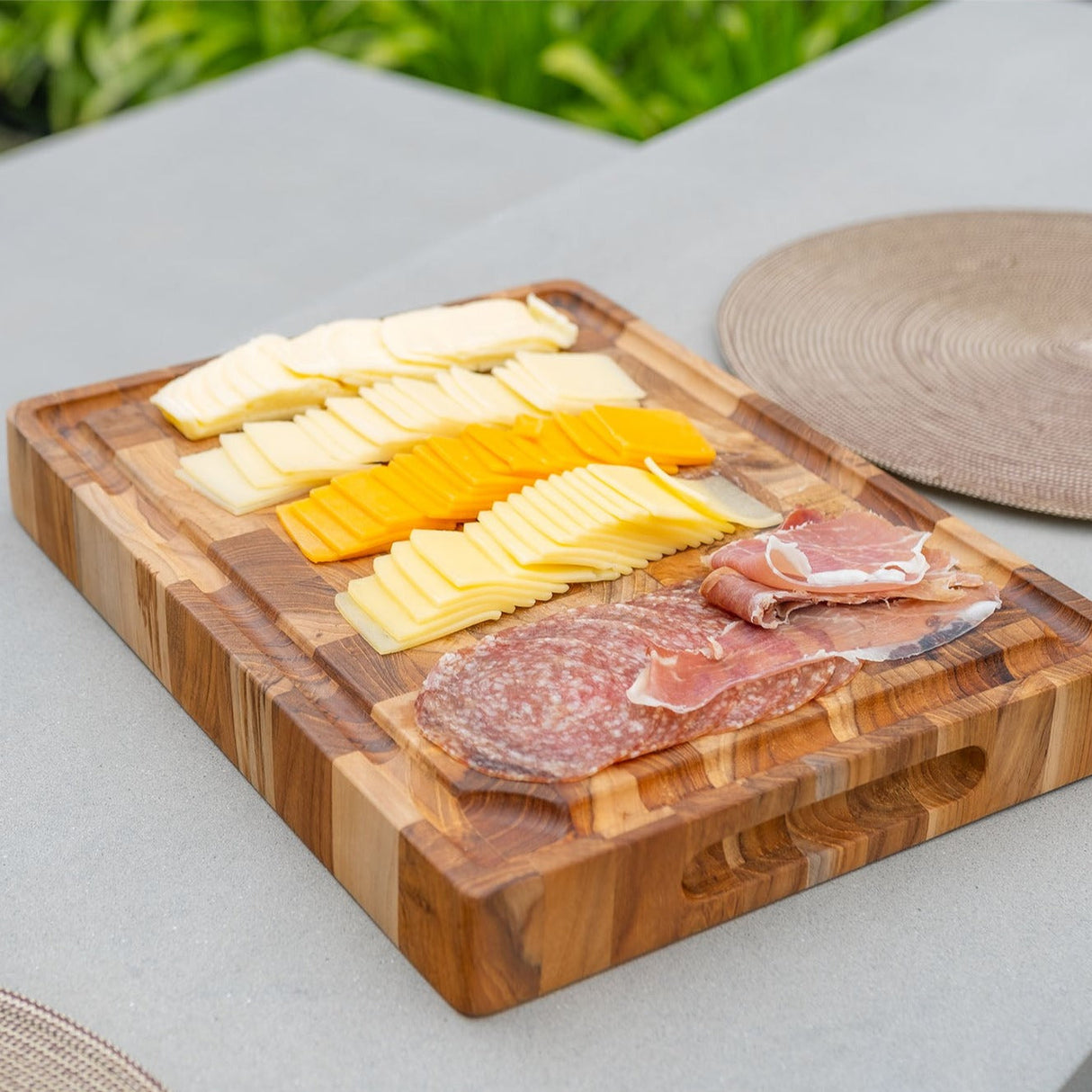 Adobe Checkered Teak Cutting Board-Cutting Board-Parc Decor