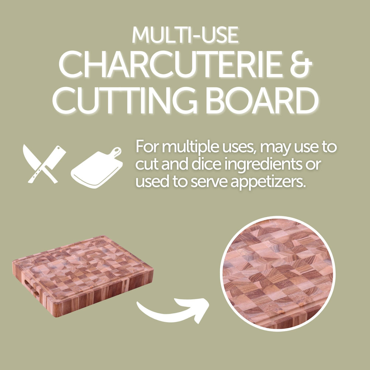 Adobe Checkered Teak Cutting Board-Cutting Board-Parc Decor