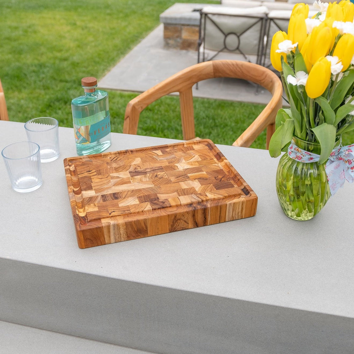 Adobe Checkered Teak Cutting Board-Cutting Board-Parc Decor